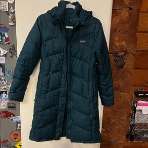 Patagonia Women's Dark Teal Down With It Puffer Coat